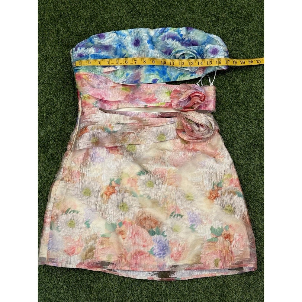 Lena Carson Party Dress Large Watercolor Floral Cut Out Avant Garde Art To Wear - Picture 11 of 13